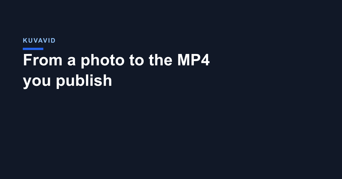 From a photo to the MP4 you publish